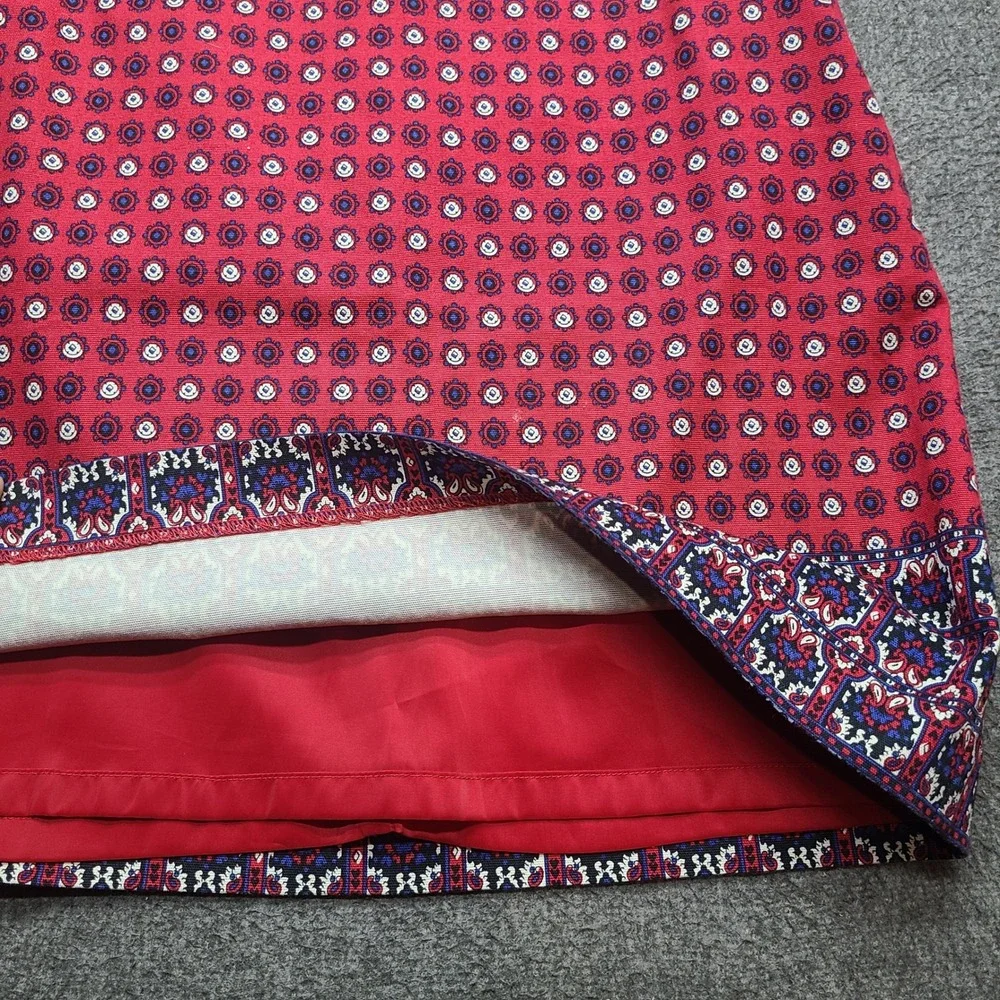 Talbots Skirt Womens 2P Red Excellent Medallion Print A-Line Petite Cotton Blend